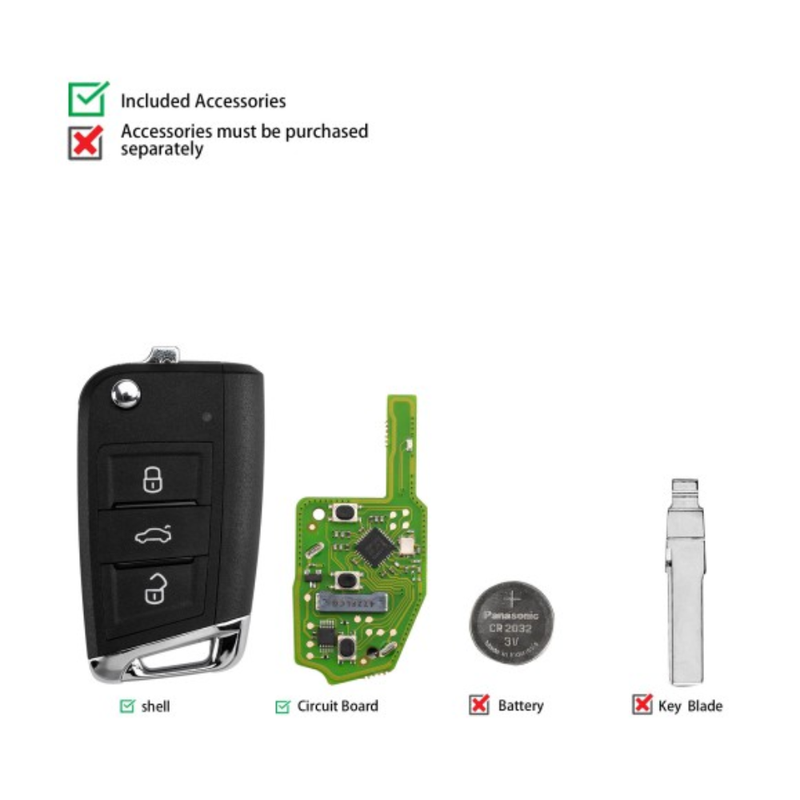 Xhorse XSDM04EN MQB Flip Llave Inteligente 3 Botones Proximidad