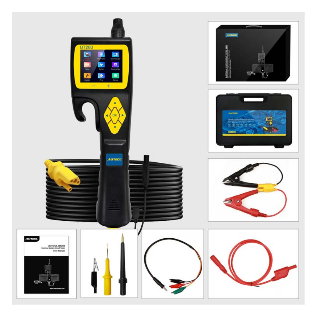 AUTOOL BT280 Probador de circuitos eléctricos Sonda de potencia Probador de sistemas eléctricos