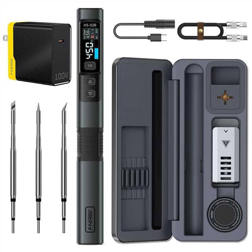FNIRSI HS-02B Soldador Inteligente con Caja de Herramientas de Soldadura Portátil